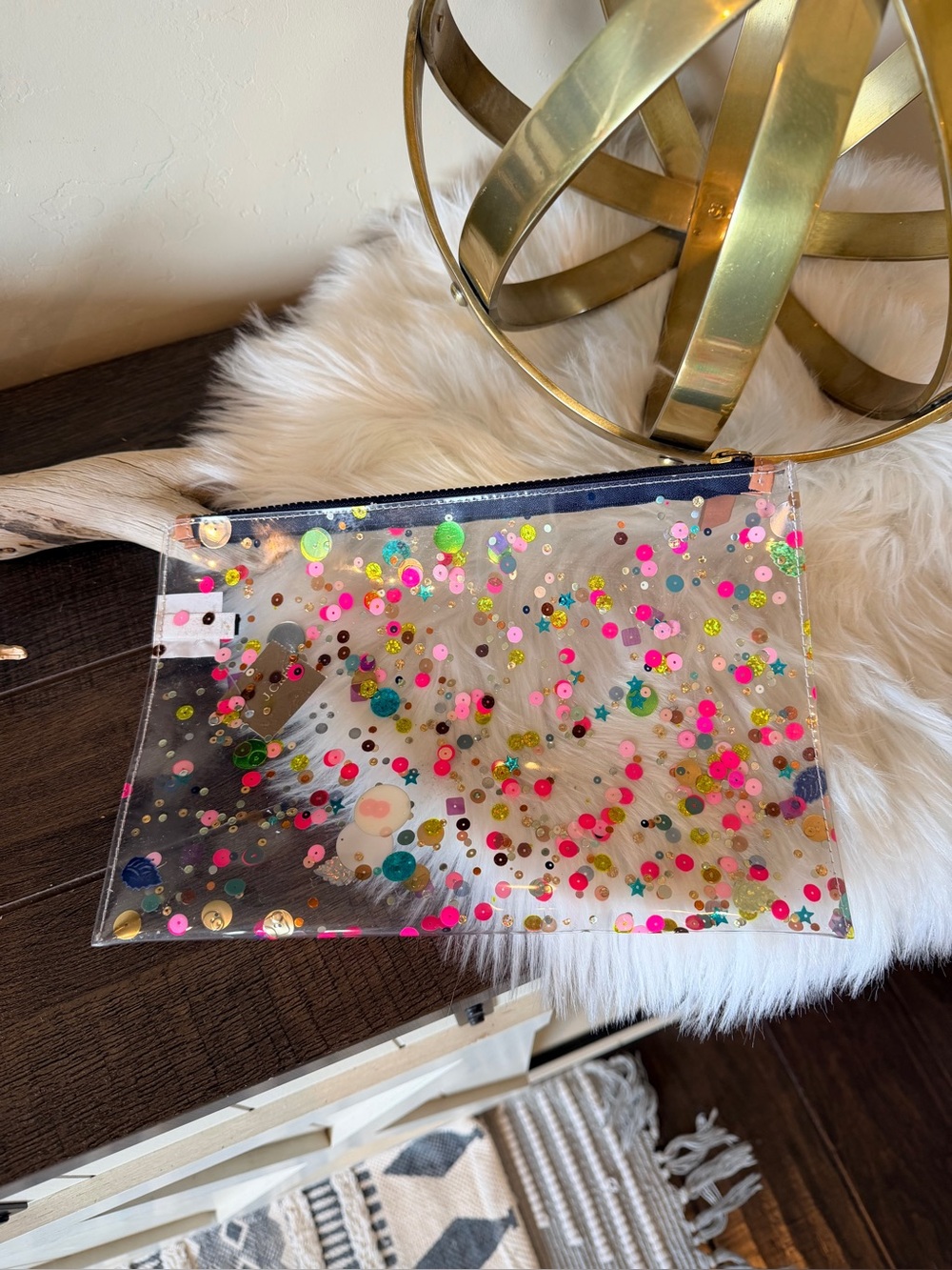 J. Crew clear large glitter makeup bag - New with tags